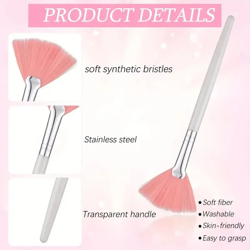 3/6/12pcs Practical Facial Brushes Fan Shape Brush Flat Head Face Mask Applicator Soft Portable Mask Brushes Cosmetic Tools