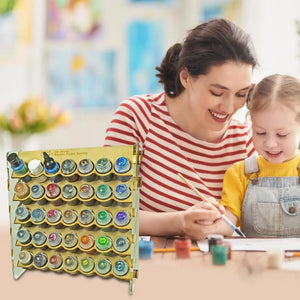 Wooden Paint storage rack 35-hole wall mount Paint Round Bottle Organizer Display Stand For Miniature Paint Set