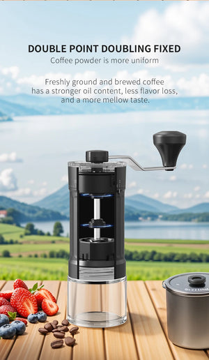 Hot Trend Vault DCNB mini manual coffee grinder with conical burrs, adjustable settings, and 30g capacity for espresso lovers.