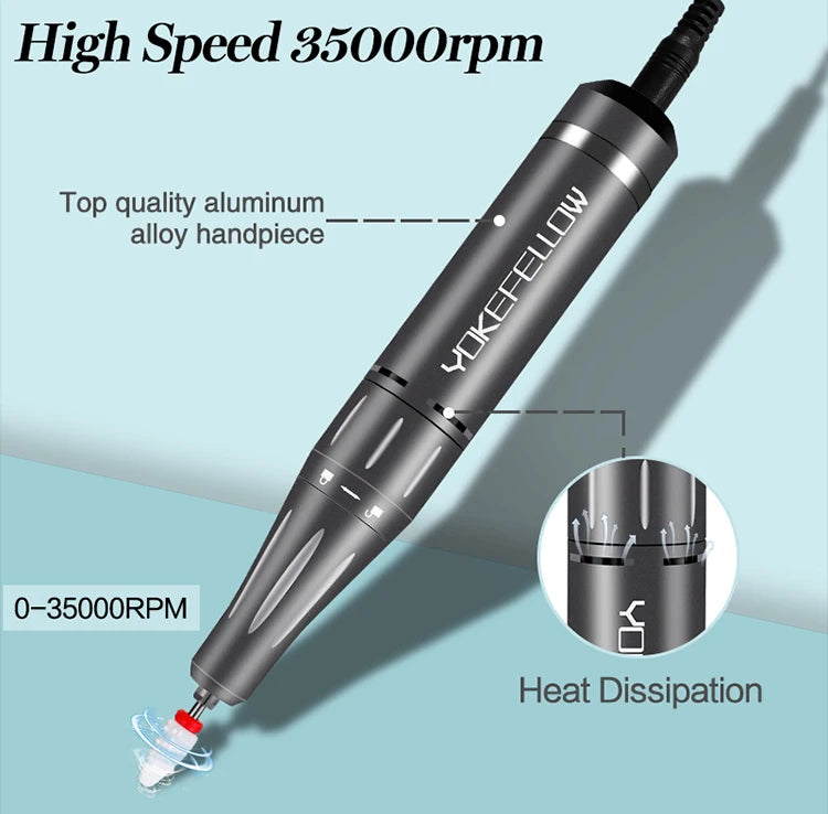 Nail Drill Machine 35000 RPM Rechargeable Nail Gel Polisher for Manicure Machine Electric Nail Drill With Full LCD Display