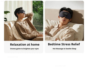 Black MIJIA Smart Massage Eye Mask for home use with vibration, designed for blackout and relaxation, in black color.