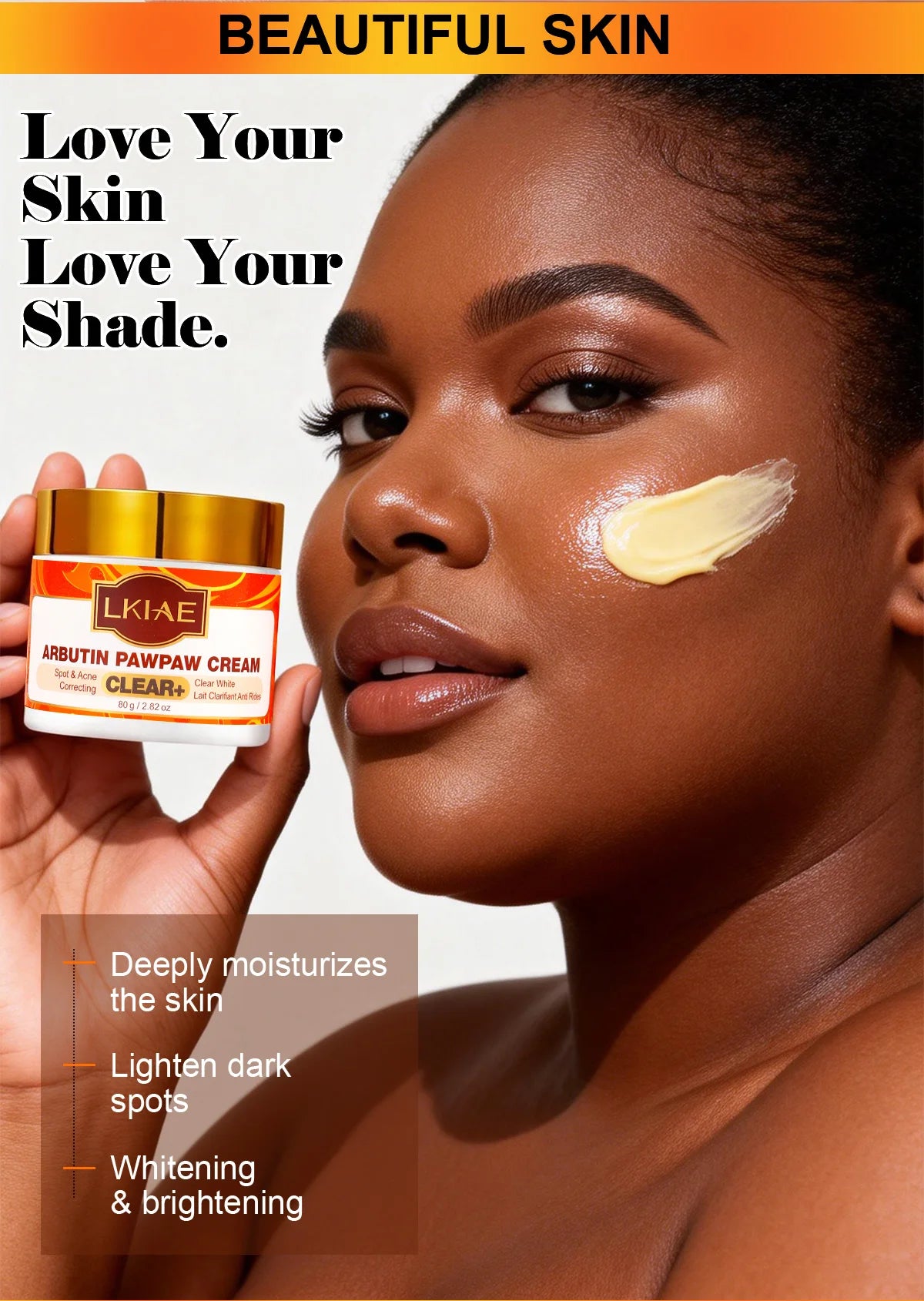 Hot Trend Vault Arbutin whitening cream with vitamin C, papaya, and carrot for dark spot removal and radiant moisturizing.