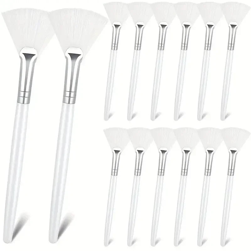 3/6/12pcs Practical Facial Brushes Fan Shape Brush Flat Head Face Mask Applicator Soft Portable Mask Brushes Cosmetic Tools