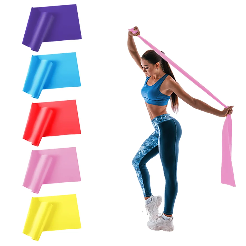 Hot Trend Vault resistance bands set for home fitness, rehab, yoga, Pilates, and gym exercises, showing colorful elastic exercise bands.
