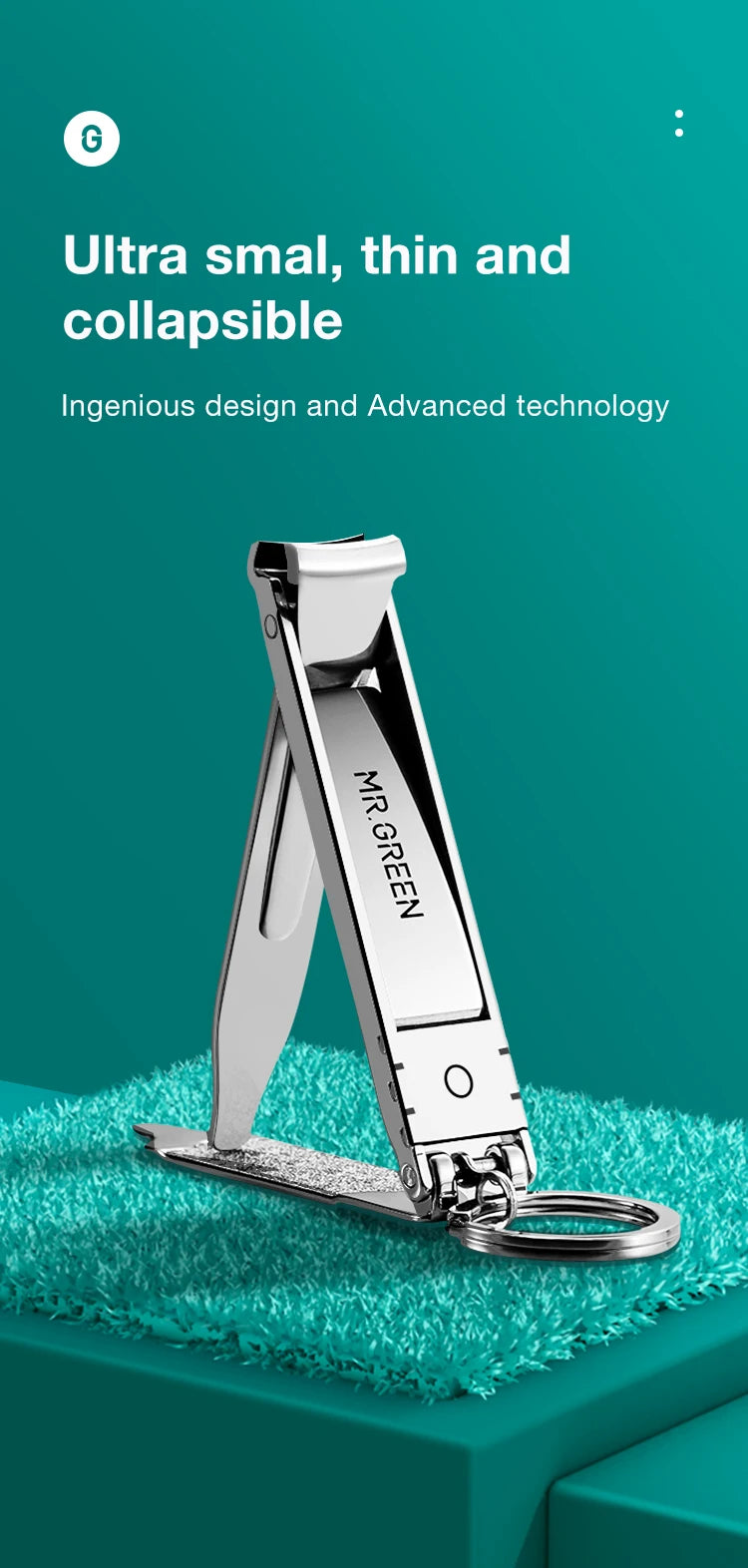 MR.GREEN Ultra-Thin Nail Clippers Collapsible Portable Travel Fingernail Nail Scissors Cutter Stainless Steel Manicure Tools