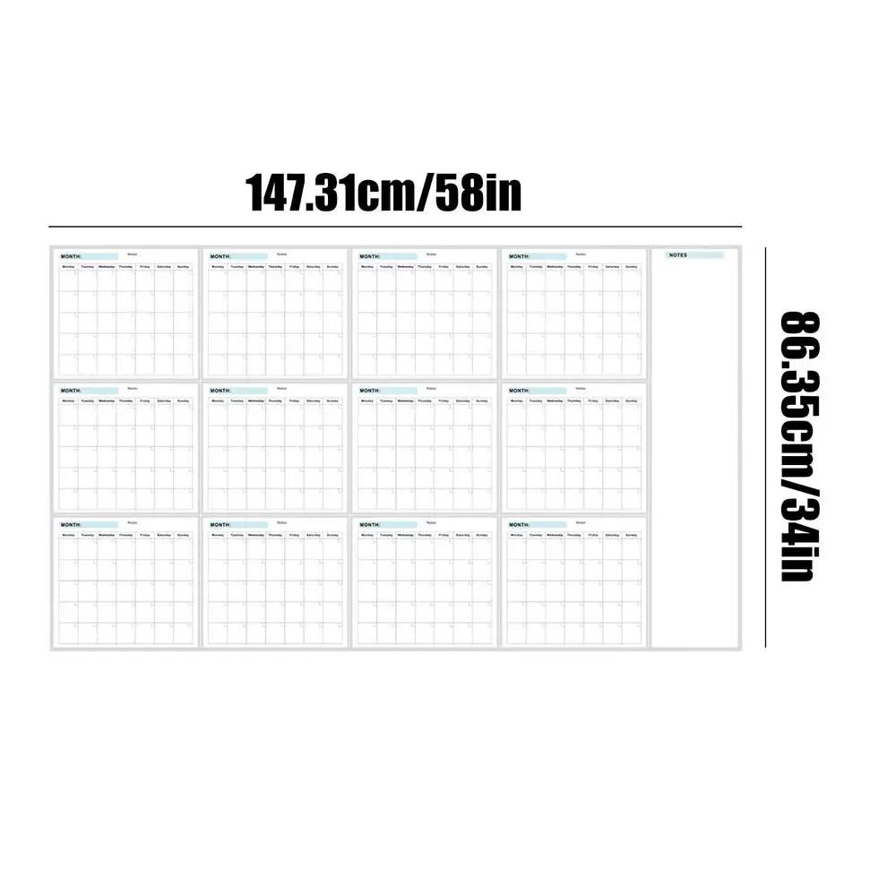 Wall Calendar Erasable Reusable Wall Planner 35X58In Dry-Erase Design Large Erasable Boards For Offices Home &amp; School