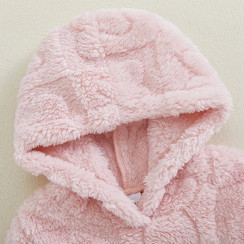 Emmababy girls plush hooded sweatshirt with long sleeves and heart pattern, cozy autumn winter hoodie by Hot Trend Vault