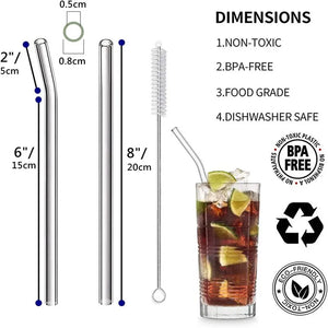 Hot Trend Vault reusable glass straws with cleaning brush, eco-friendly drinking straws for sustainable shoppers, clear glass and blue accents