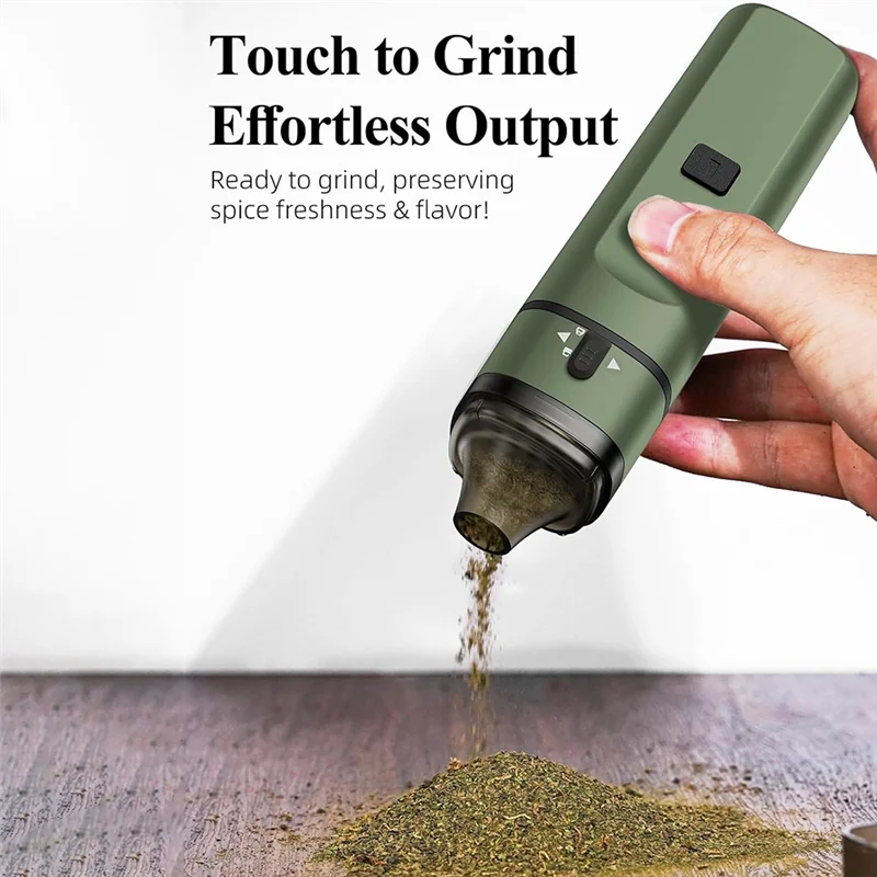 EAS-Green Electric Herb Grinder – One-Touch Operation, Up To 1.5G, Portable Auto Grinding Machine For Dry Spices