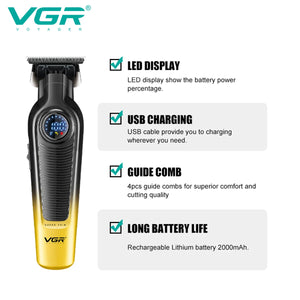 Hot Trend Vault VGRC cordless men's hair trimmer with LED display and 2000mAh battery for professional barber grooming.