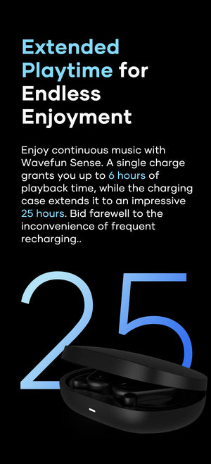 Wavefun Sense Open Ear Headphones Bluetooth Earphone with Adjustable Ear Hook Super Bass Earbuds BT5.3 Headsets with Microphone