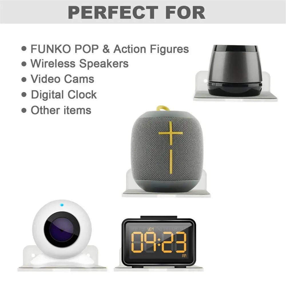 Wall Shelf Speaker Stand, Acrylic Wall Mount Display Shelf For Blue-tooth Speaker, Charging Rack Webcam, Cell Phones, Toy