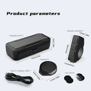 Wireless motorcycle headset for riders by Hot Trend Vault featuring noise cancelling technology and sleek design.