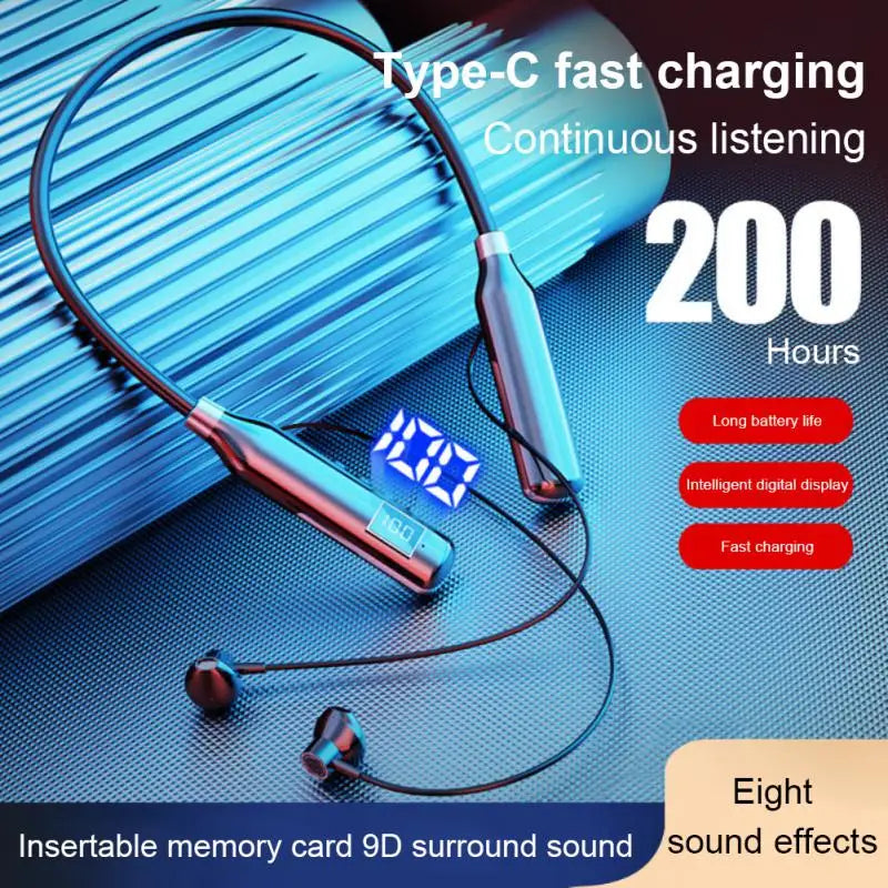 BT-100 Bluetooth-compatible Magnetic Neckband Headphone IPX3 Waterproof Sport Headset TWS Wireless Earphone Noise Cancelling