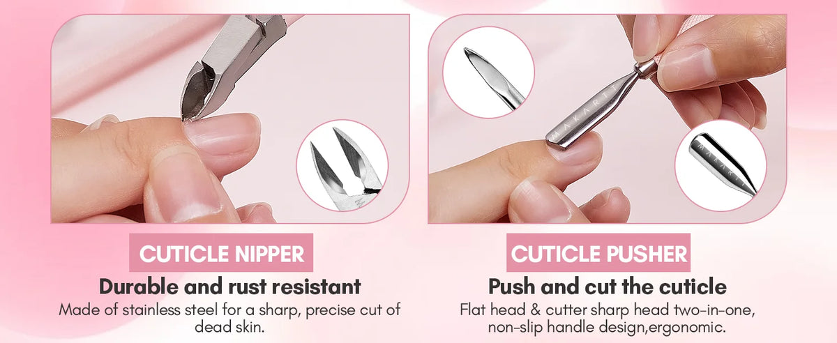 Makartt Cuticle Remover Kit, Nail Care with Cuticle Oil Pen, Trimmer, Nail File &amp; 120ml Cuticle Remover Liquid, Manicure Set