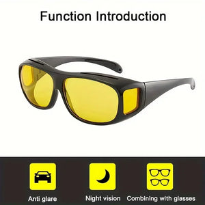 3pcs/set Fashion Night Vision Glasses Women Men Outdoor Sports Driver Anti-Glare For Night Driving Can With Prescription Glasses
