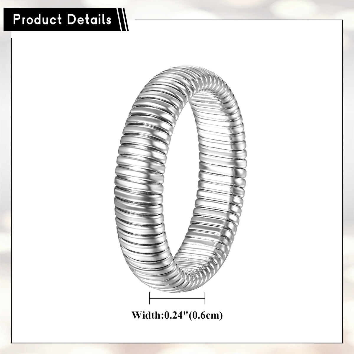 BONISKISS Women Elastic Ring Personality Simple Thick Stainless Steel Women's Gold Ring Micro Elastic Can Be Folded Silver Gold