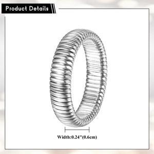 BONISKISS Women Elastic Ring Personality Simple Thick Stainless Steel Women's Gold Ring Micro Elastic Can Be Folded Silver Gold