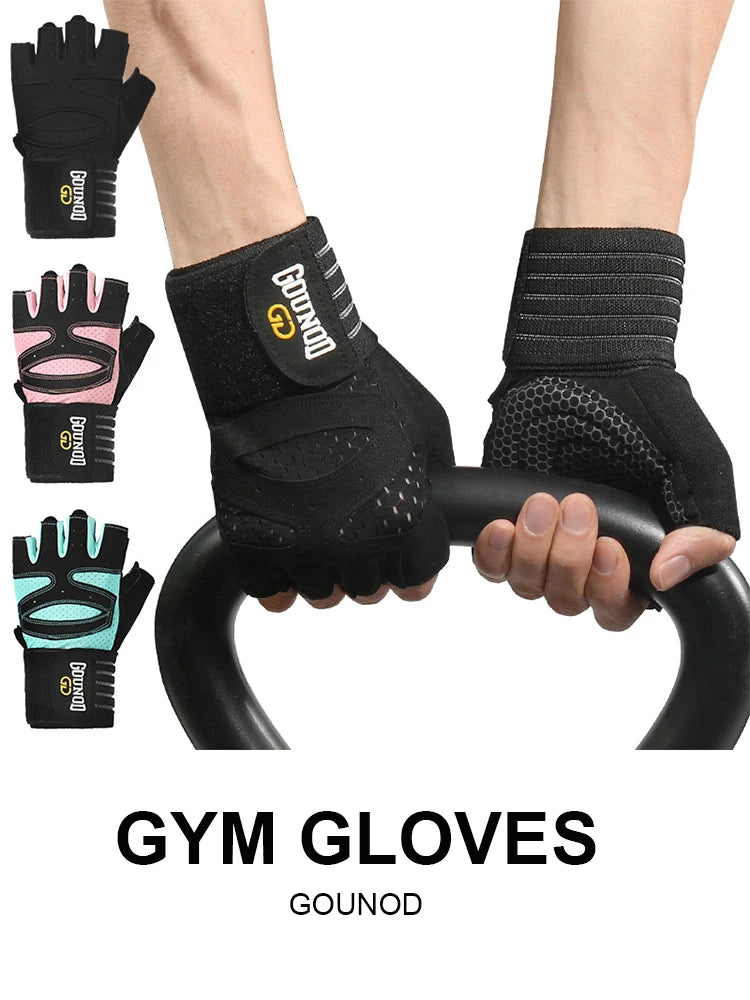 GOUNOD Weightlifting Gloves With Wrist Support Breathable Anti Slip Grip