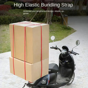 Heavy duty motorcycle bungee cord with hooks from Hot Trend Vault, used for securing luggage and ensuring rider safety.