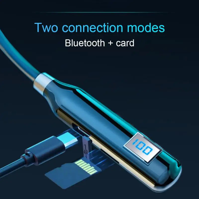 BT-100 Bluetooth-compatible Magnetic Neckband Headphone IPX3 Waterproof Sport Headset TWS Wireless Earphone Noise Cancelling