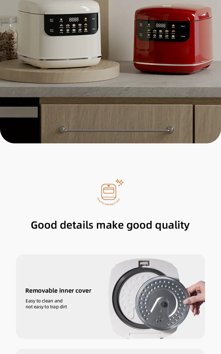 Hot Trend Vault Kbxstart Smart Rice Cooker 2L with timer, compact for 1-2 people, 400W electric rice cooker with digital controls.