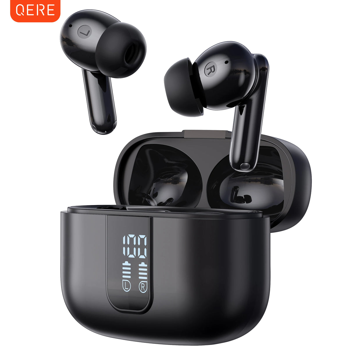 Wireless Headphones,QERE E50,NEW TWS Bluetooth 5.3,HD Microphone,HIFI Earphones,13mm Driver,Display screen+touch,4 Mics+ENC Call