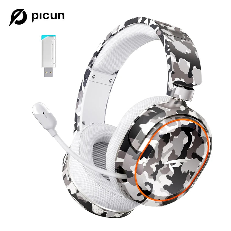 Picun G2 Wireless Gaming Headset Bluetooth 2.4G Headphones 7.1 Surround 5ms Low Latency ENC Mic for PC PS4 PS5 Phone Switch