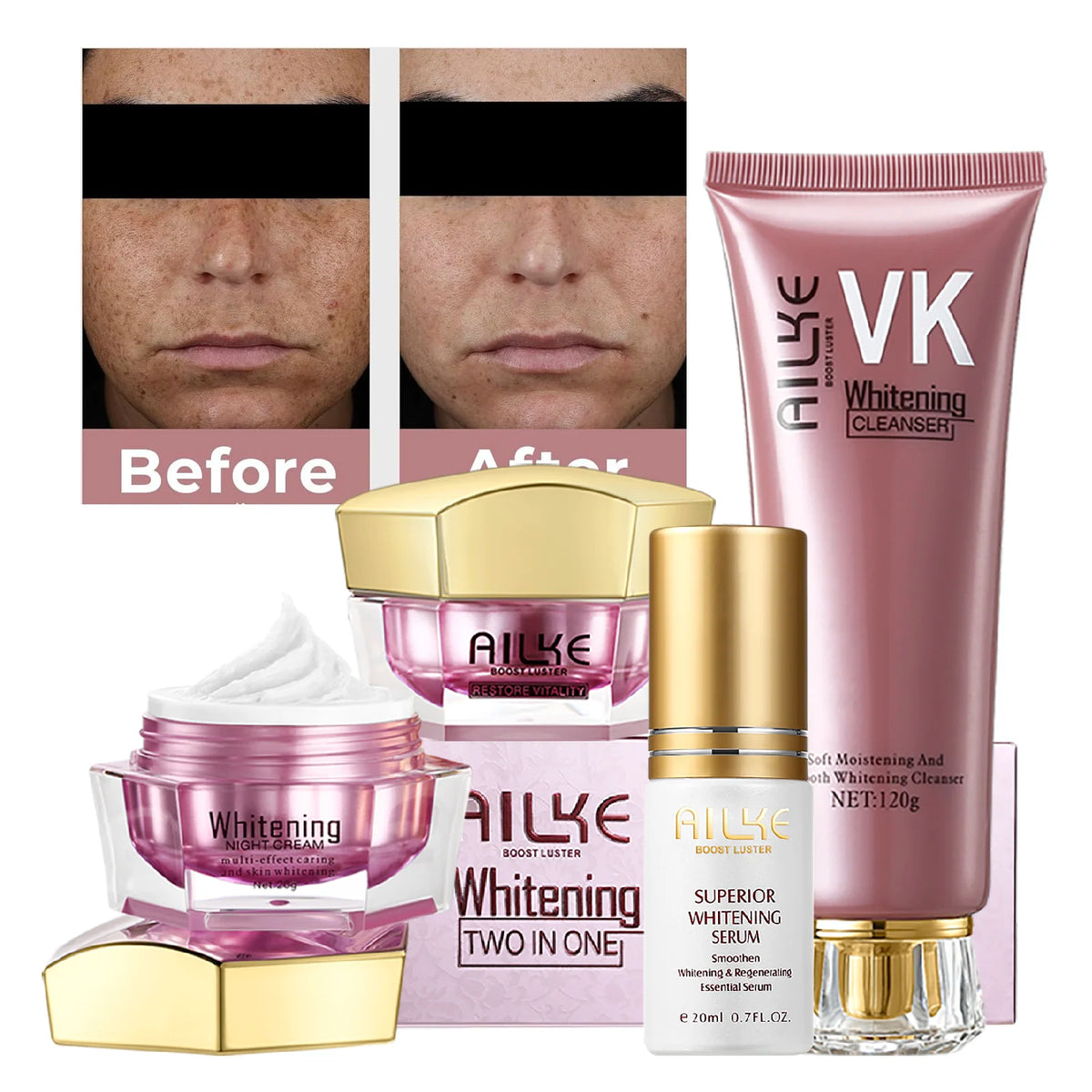 Hot Trend Vault AILKE Skin Radiant Facial Cream for women, whitening, moisturizing, and anti-wrinkle skincare in a sleek jar.