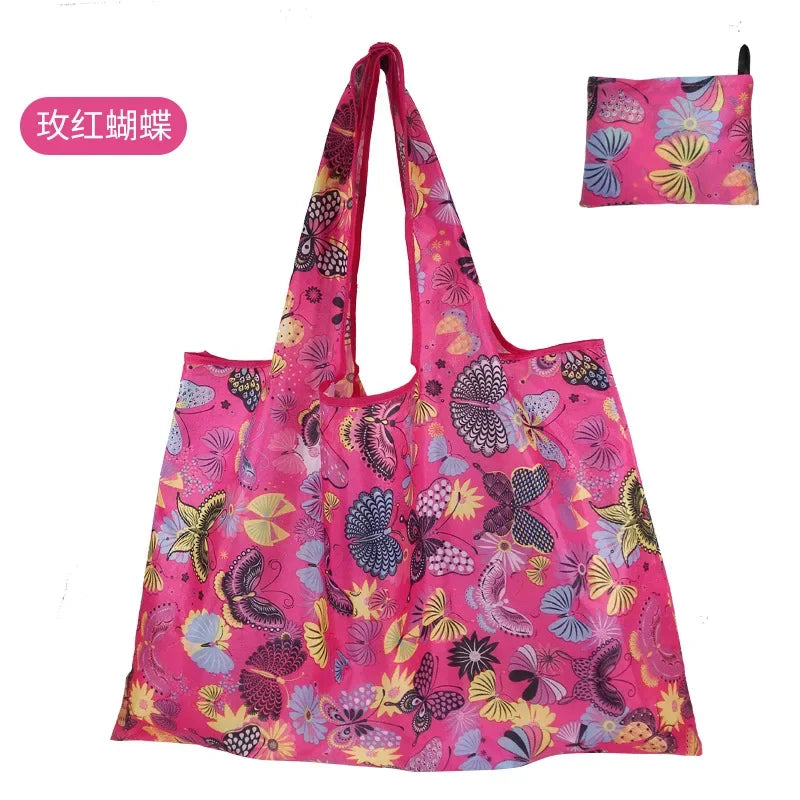 Reusable foldable shopping bag by Hot Trend Vault, large eco-friendly tote with washable, heavy-duty design for women.