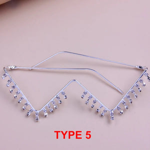 Stonefans Tassel Glasses Frame Women Luxury Retro Sunglasses Bohemian Without Lens Women's Accessories Eyes Glasses Face Jewelry