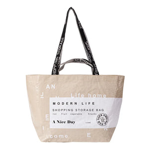 Foldable reusable waterproof shopping tote by Hot Trend Vault, showing compact design and eco-friendly material for eco shoppers.