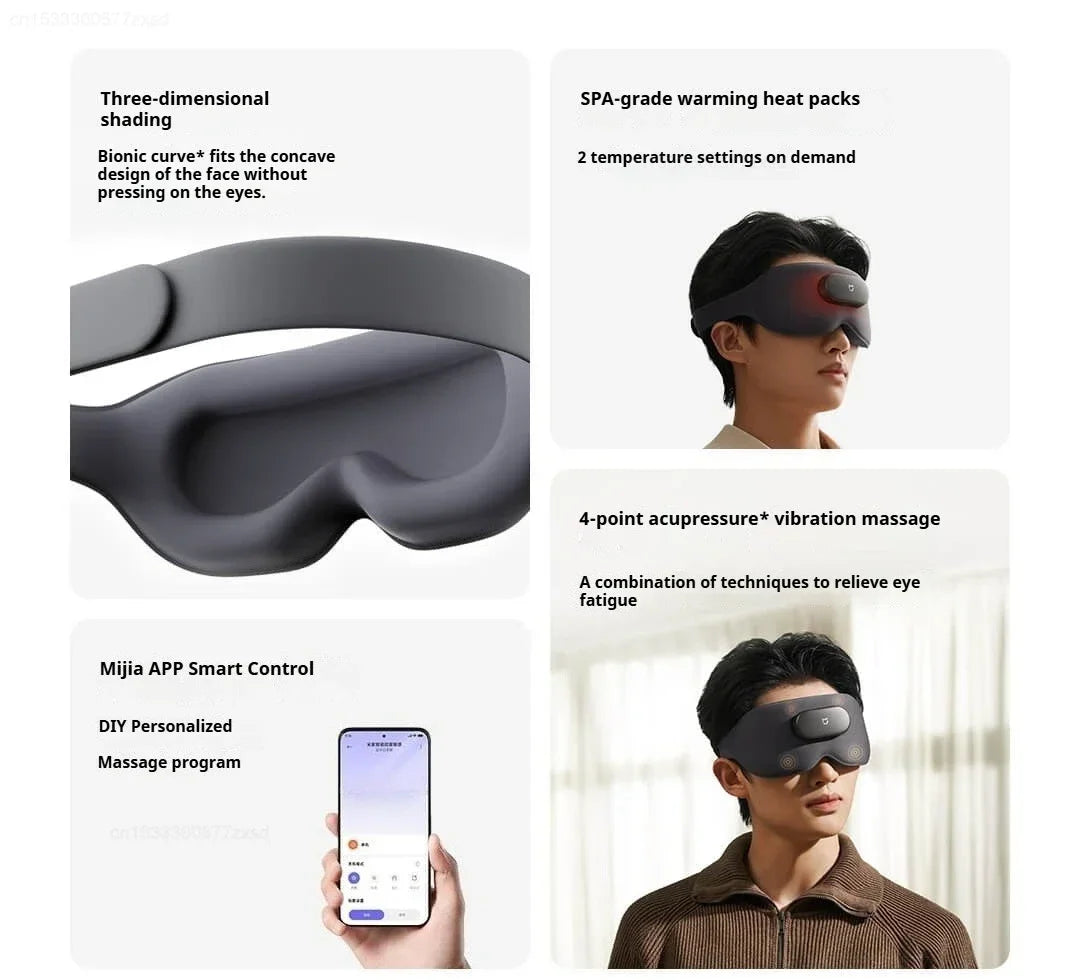 Black MIJIA Smart Massage Eye Mask by Hot Trend Vault, designed for home blackout and gentle vibration therapy.