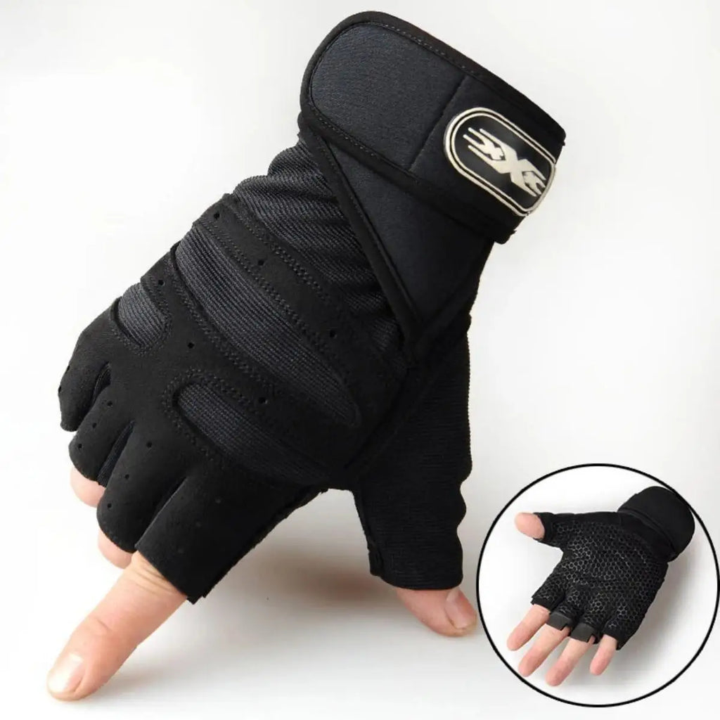 Guantes de levantamiento de pesas a prueba de golpes para hombres y mujeres con soporte para muñecas