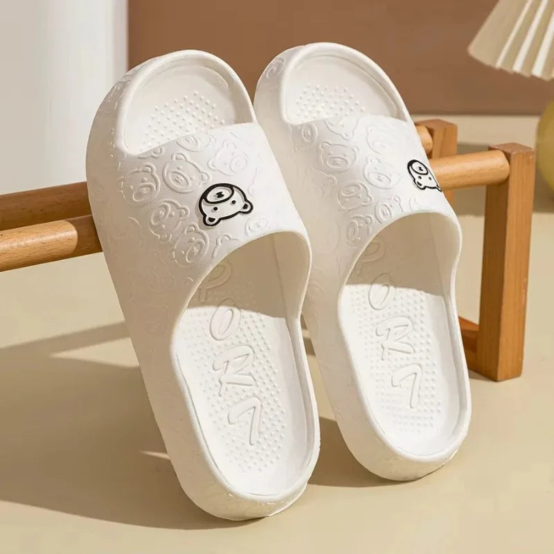 Summer Fashion Men's Slippers Printting Little Bear Sandals Indoor Bathroom Non-slip Soft Women Dormitory Casual Shoes Couple