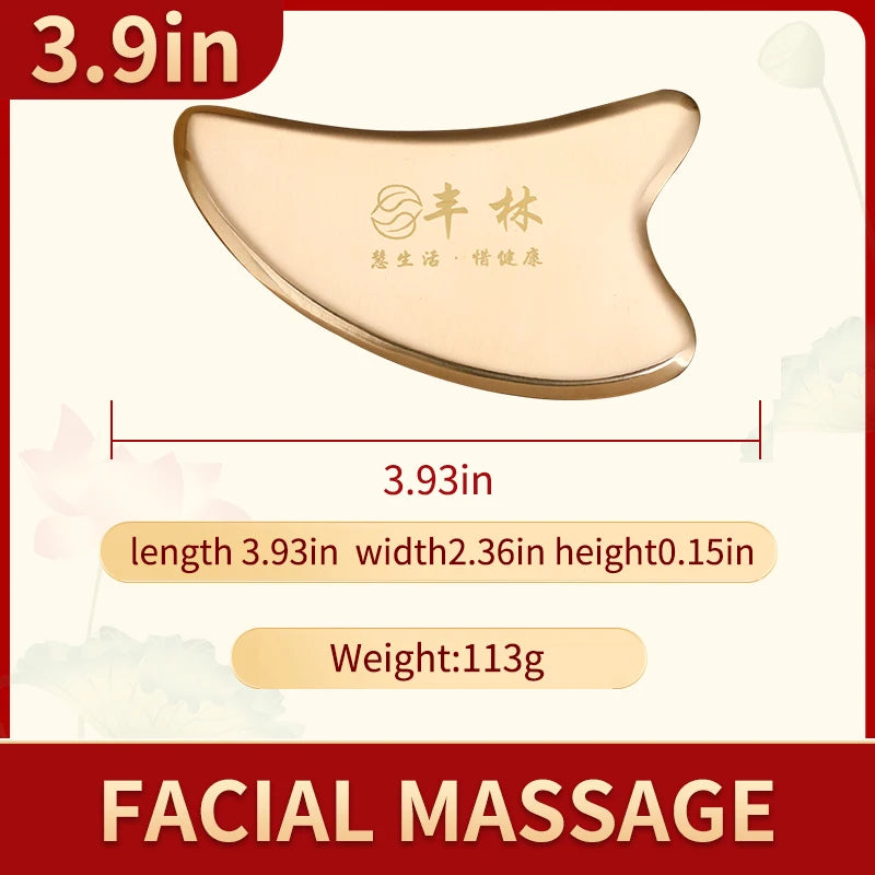 Hot Trend Vault Choice Copper Gua Sha facial tool for all skin types, designed to enhance skin glow and promote facial relaxation.