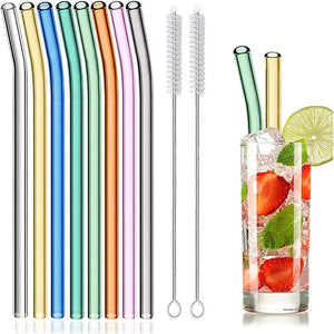 Hot Trend Vault reusable glass straws with cleaning brush, eco-friendly design for sustainable shopping and beverage enjoyment.