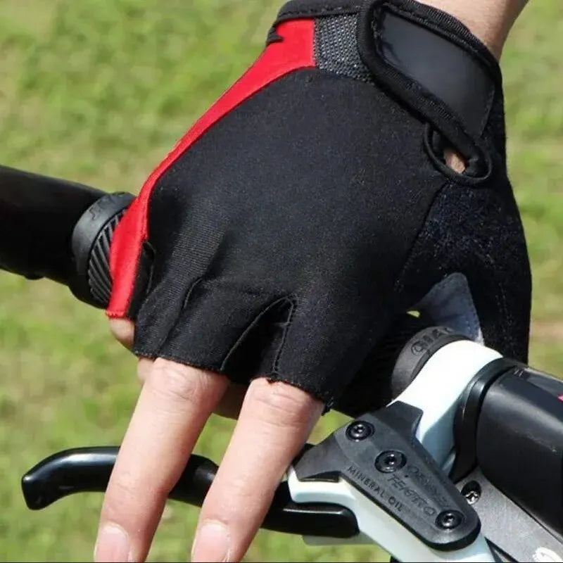 Hot Trend Vault men's and women's half finger cycling gloves featuring anti-slip grip and breathable fabric for active outdoor riding.