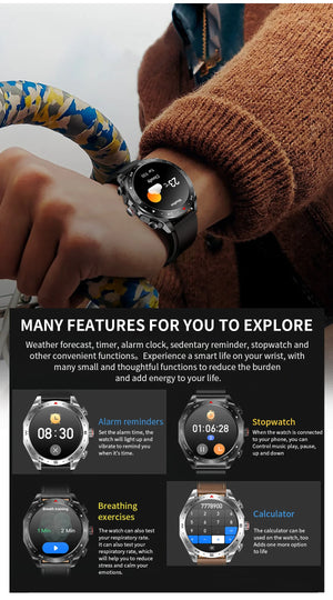 LaNikar New Smart Watches for Men with Earbuds Inside with 100+ Sport Modes and Sport Records Waterproof with iPhone and Android