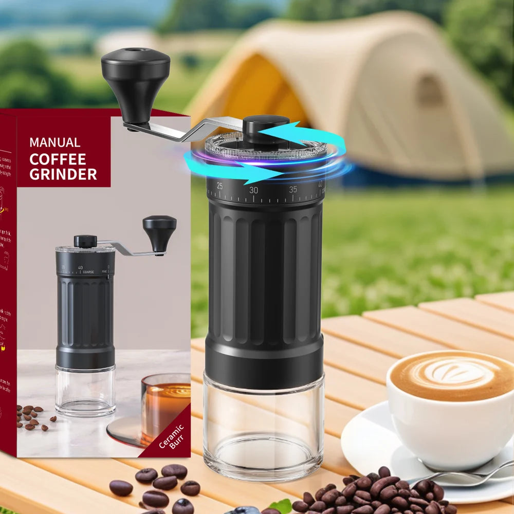 Hot Trend Vault DCNB mini manual coffee grinder with conical burrs, adjustable settings, and 30g capacity for espresso lovers.