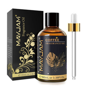 Mayjam 100ml premium fragrance oil by Hot Trend Vault featuring Sea Breeze, Coconut, Vanilla, Coffee, and Bubble Gum scents with dropper
