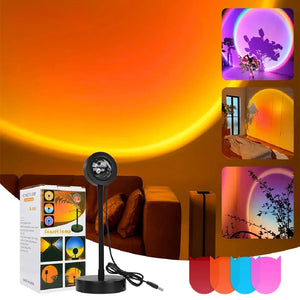 Hot Trend Vault RGB Sunset Lamp with color-changing, dimmable ambient light for living rooms and photography setup.