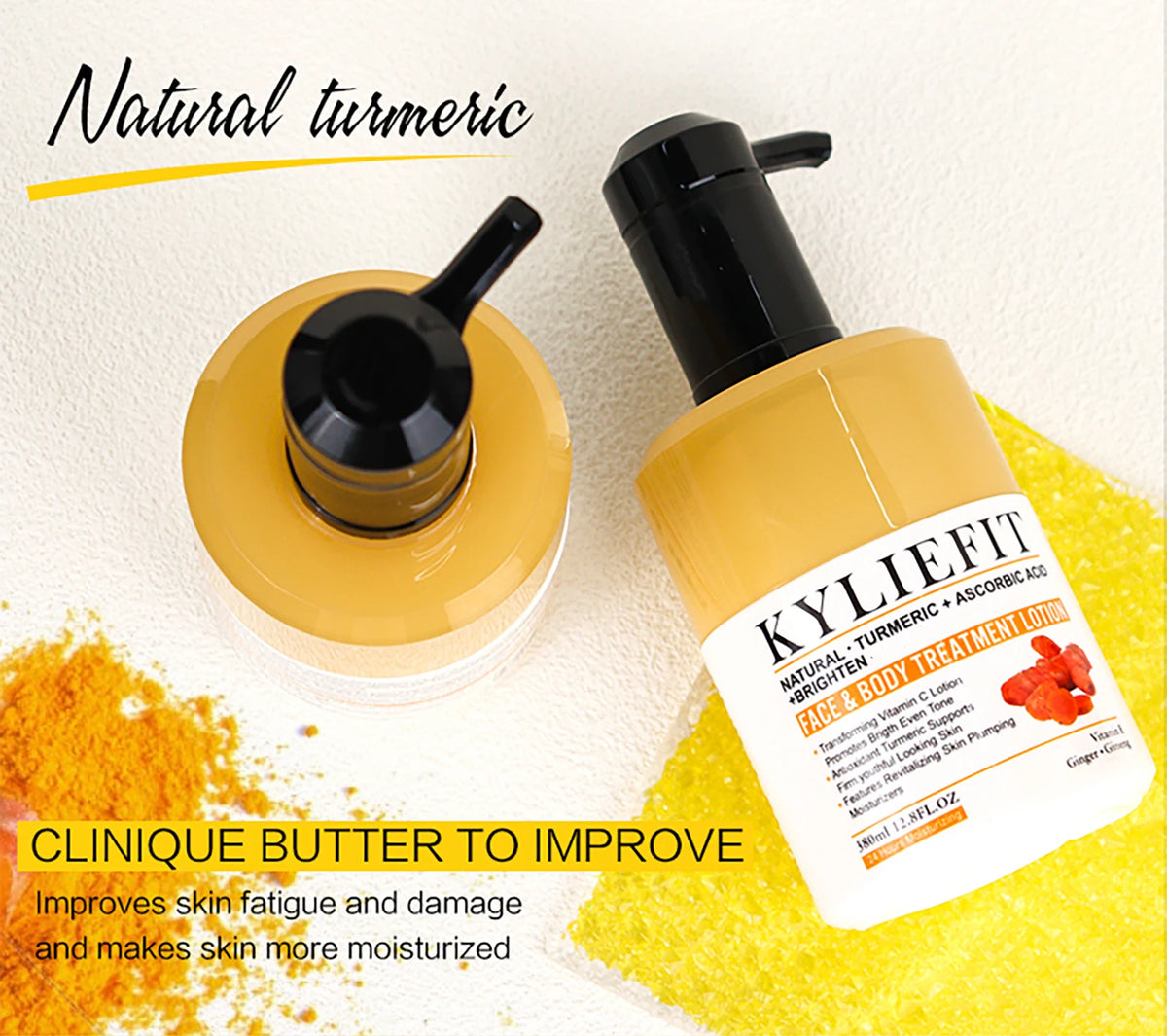 Ailke Turmeric Whitening Skin Care Set by Hot Trend Vault featuring a whitening cream, serum, and moisturizer for radiant skin.