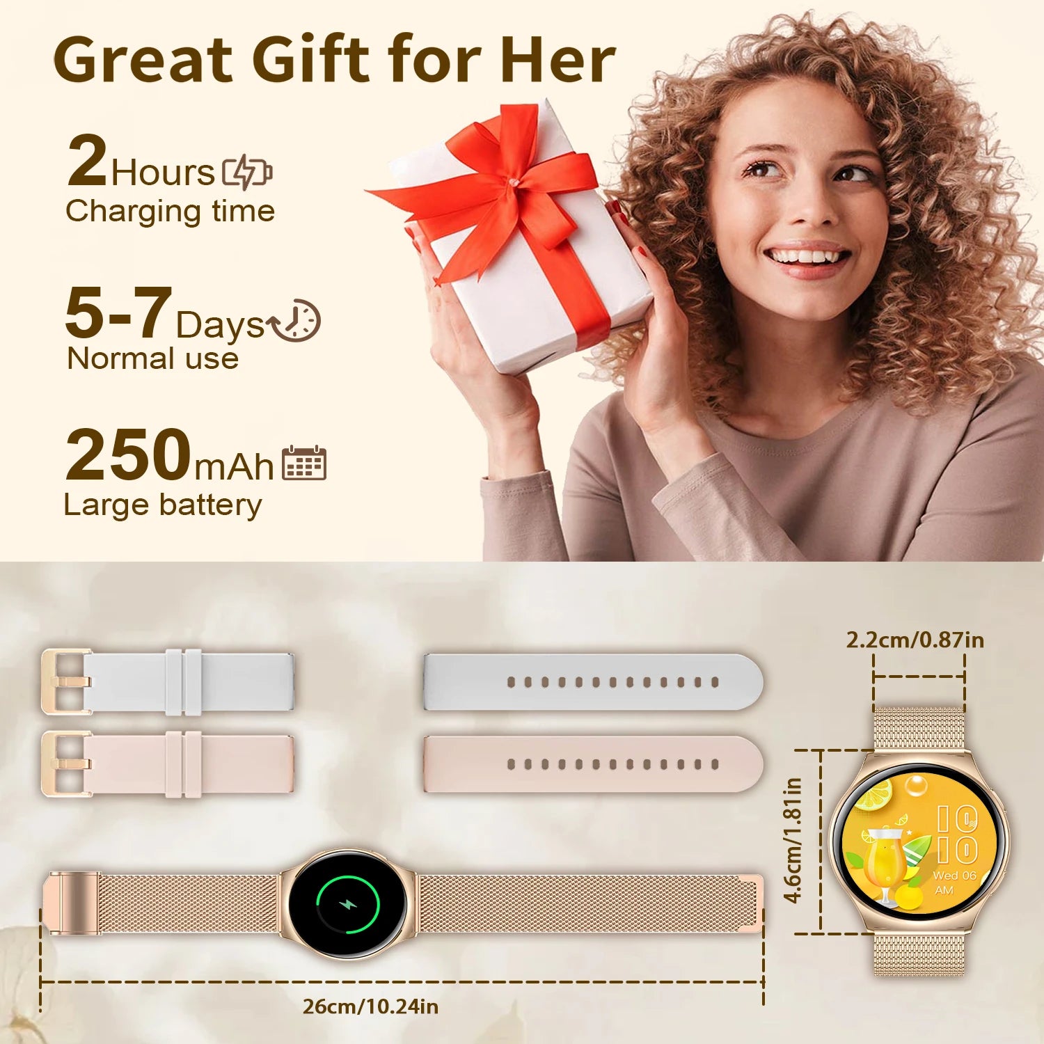 Smart Watches(Answer/Make Calls),1.43" Large Screen Fitness Tracker For iPhone/Android,Pedometer/Message Alerts,Gift for Family