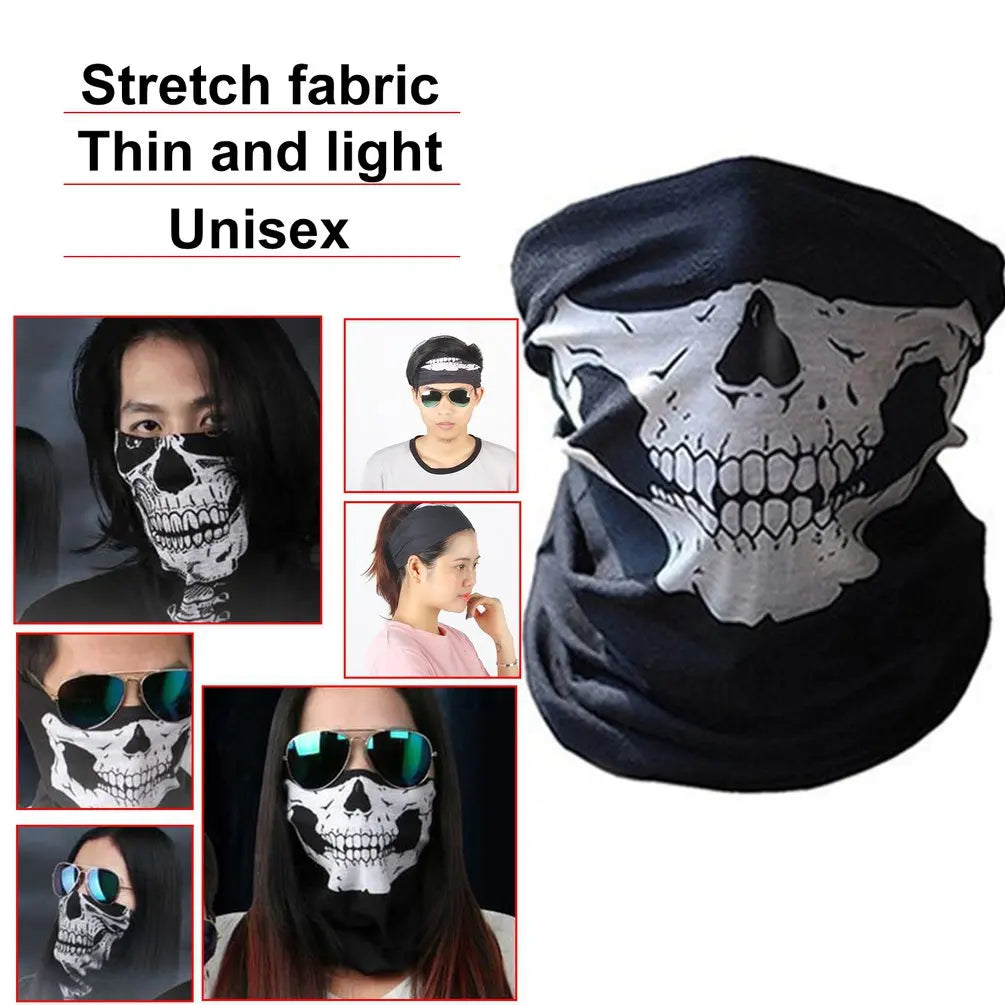Breathable skull wrap face mask from Hot Trend Vault for outdoor cycling and running, designed for comfort and ventilation.