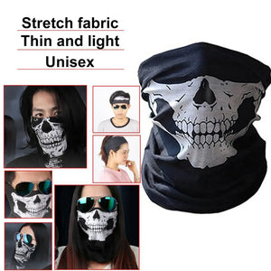 Breathable skull wrap face mask from Hot Trend Vault for outdoor cycling and running, designed for comfort and ventilation.