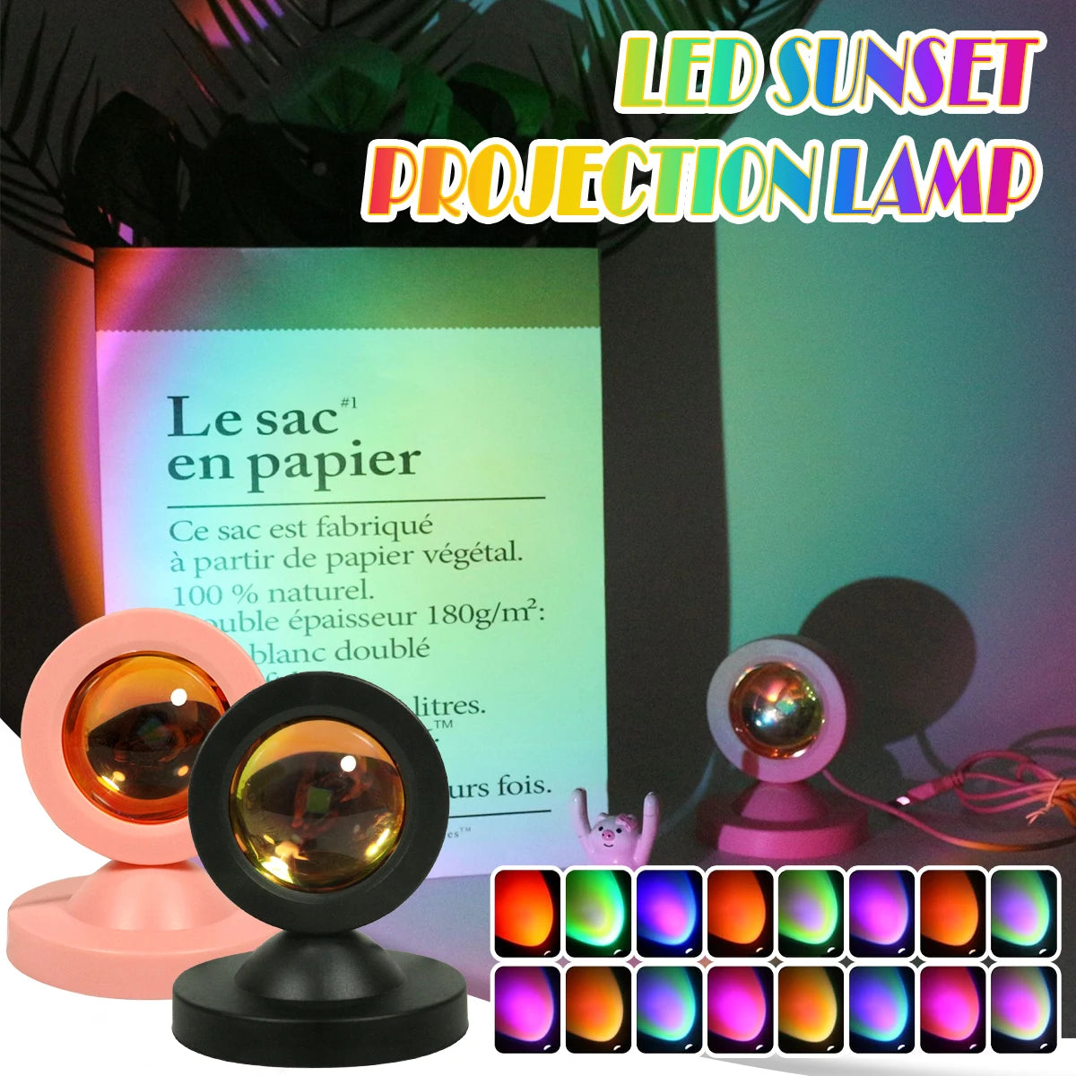 Sunset Light Lamp With Remote Control Lampu Rgb Usb Powered Led Projector Aesthetic Photo Background Rainbow Mood Lighting Night