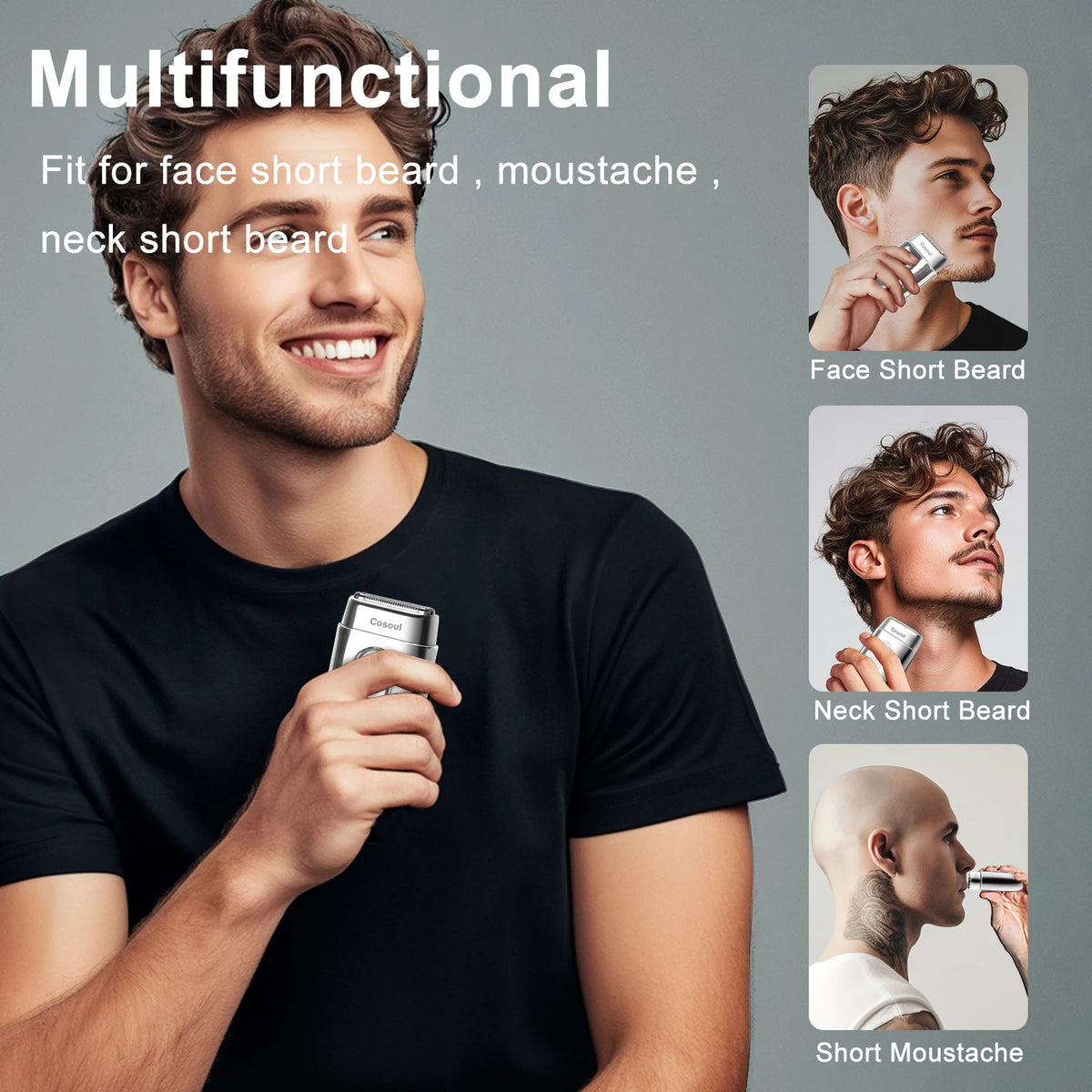 Hot Trend Vault Cosoul men's shaver with triple blades, fast charging, and travel lock feature, shown in a sleek design.