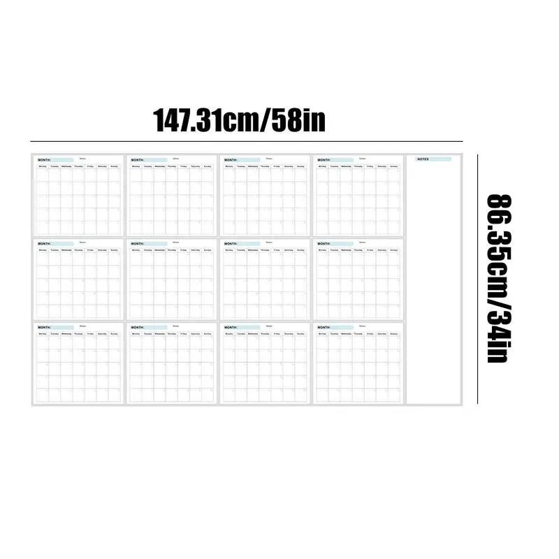 Wall Calendar Erasable Reusable Wall Planner 35X58In Dry-Erase Design Large Erasable Boards For Offices Home &amp; School