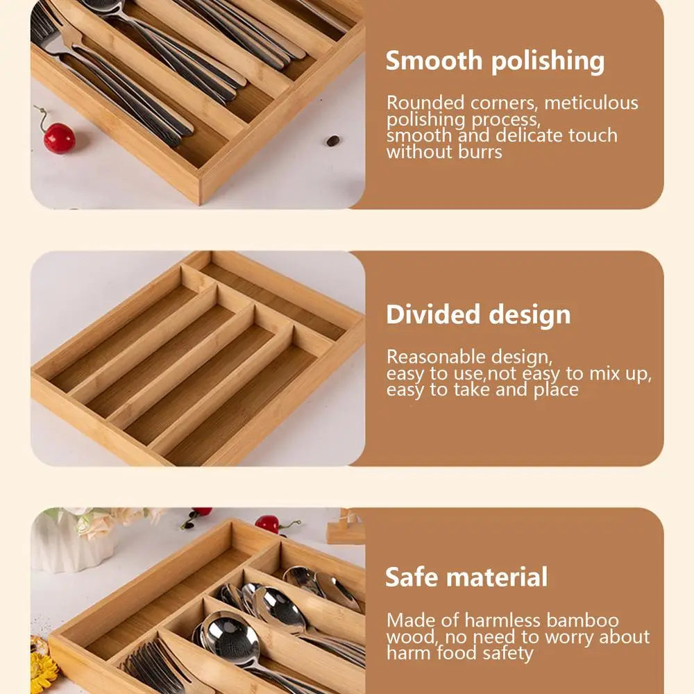 Silverware Drawer Organizer Tray Divided Multipurpose Flatware Tray Household Portable Utensil Organizer Space Saving Silverware